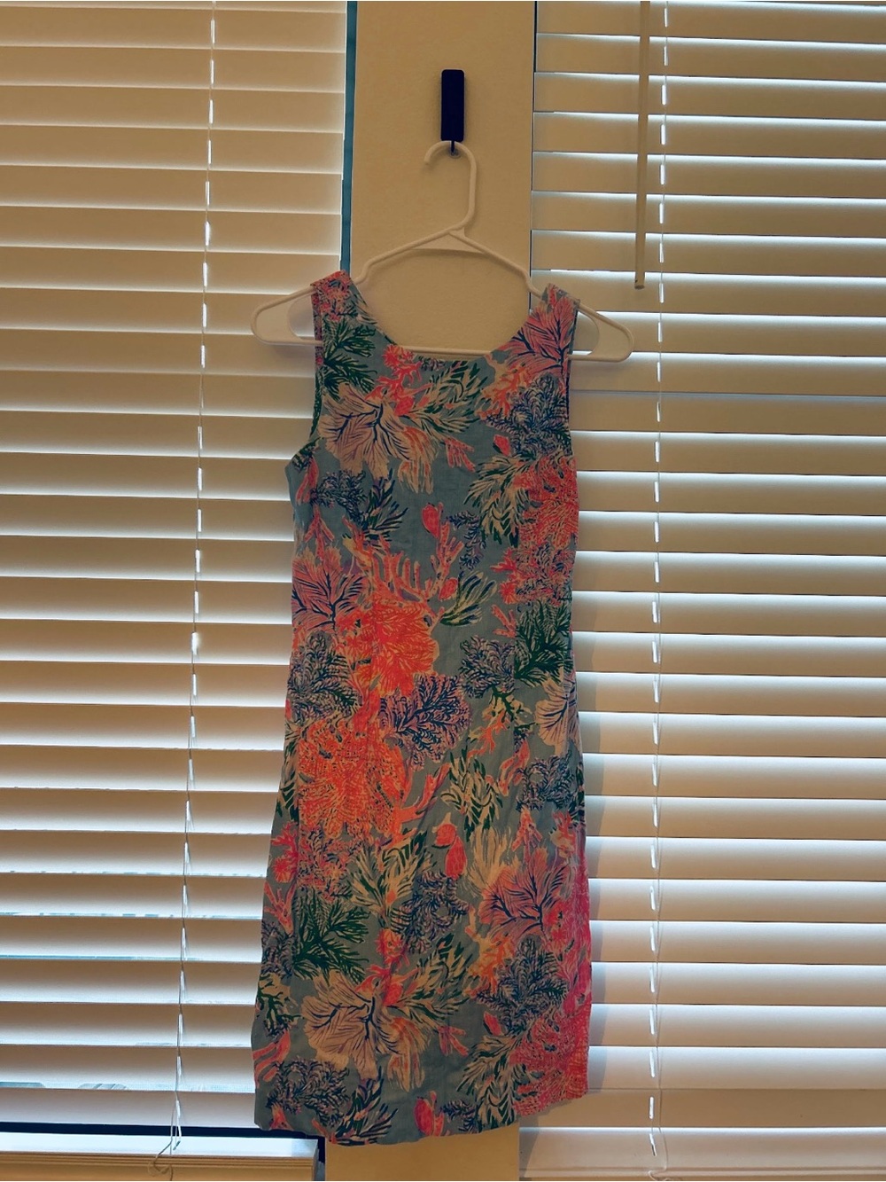 Lilly Pulitzer Sleeveless Shift Dress in Aqua with Coral & Green Floral